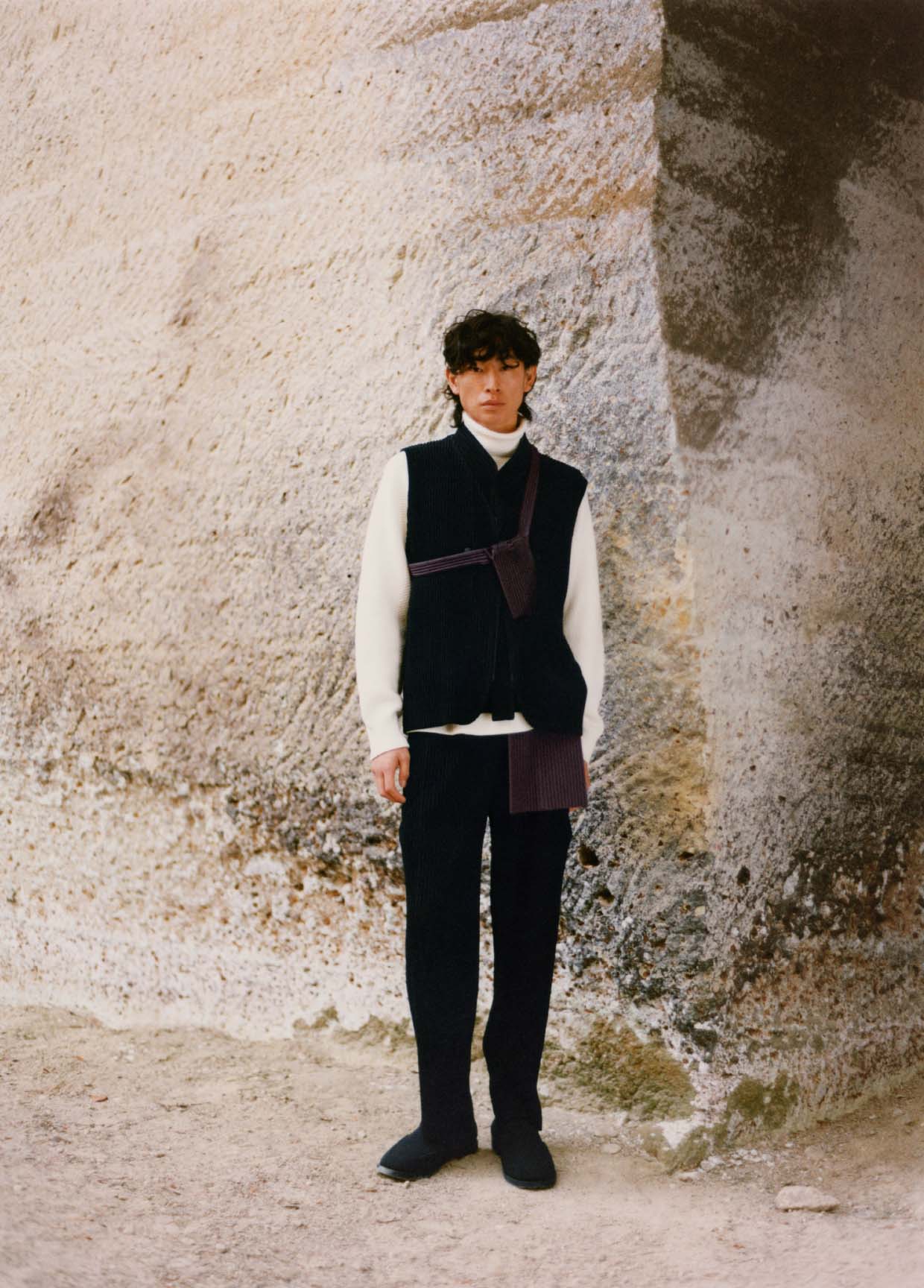 HOMME PLISSÉ ISSEY MIYAKE Green Frame & Blocks Scarf Homme