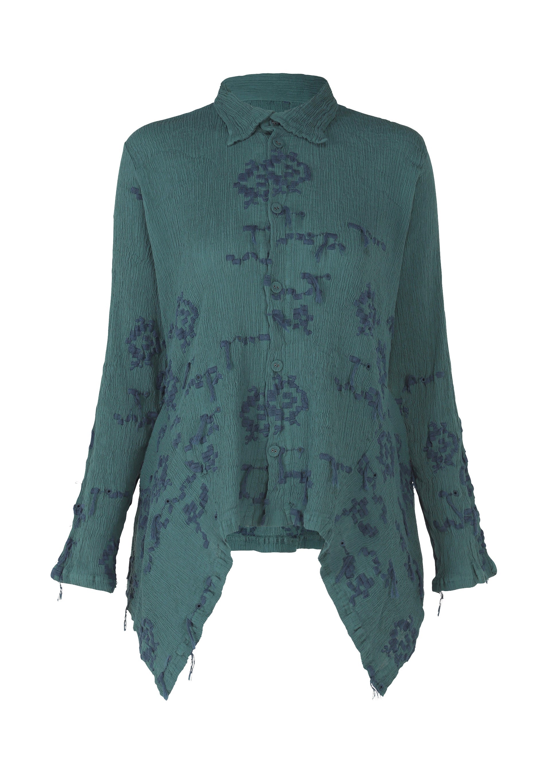 Zoomed view KYO CHIJIMI CUT LOOP - DARK TEAL (no.67)