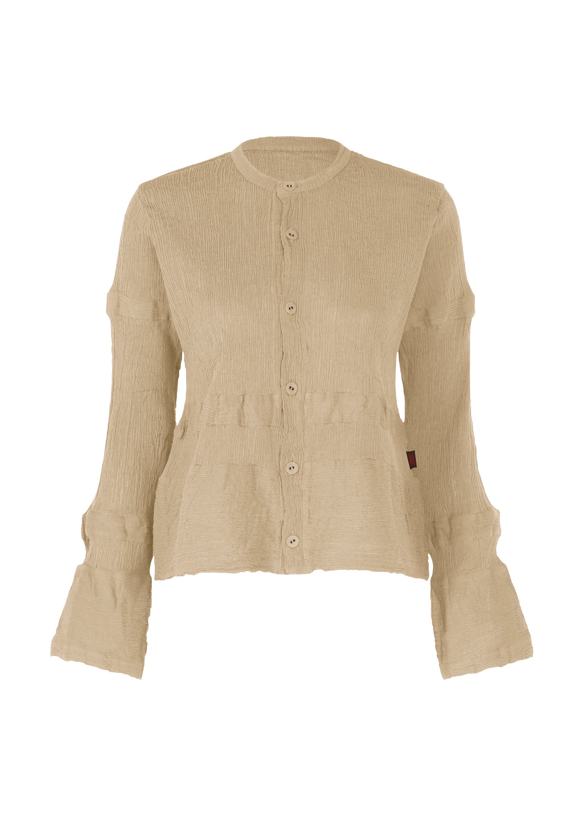 KYO CHIJIMI HORIZONTAL STRIPE, Women's Tops, Cardigan, Beige