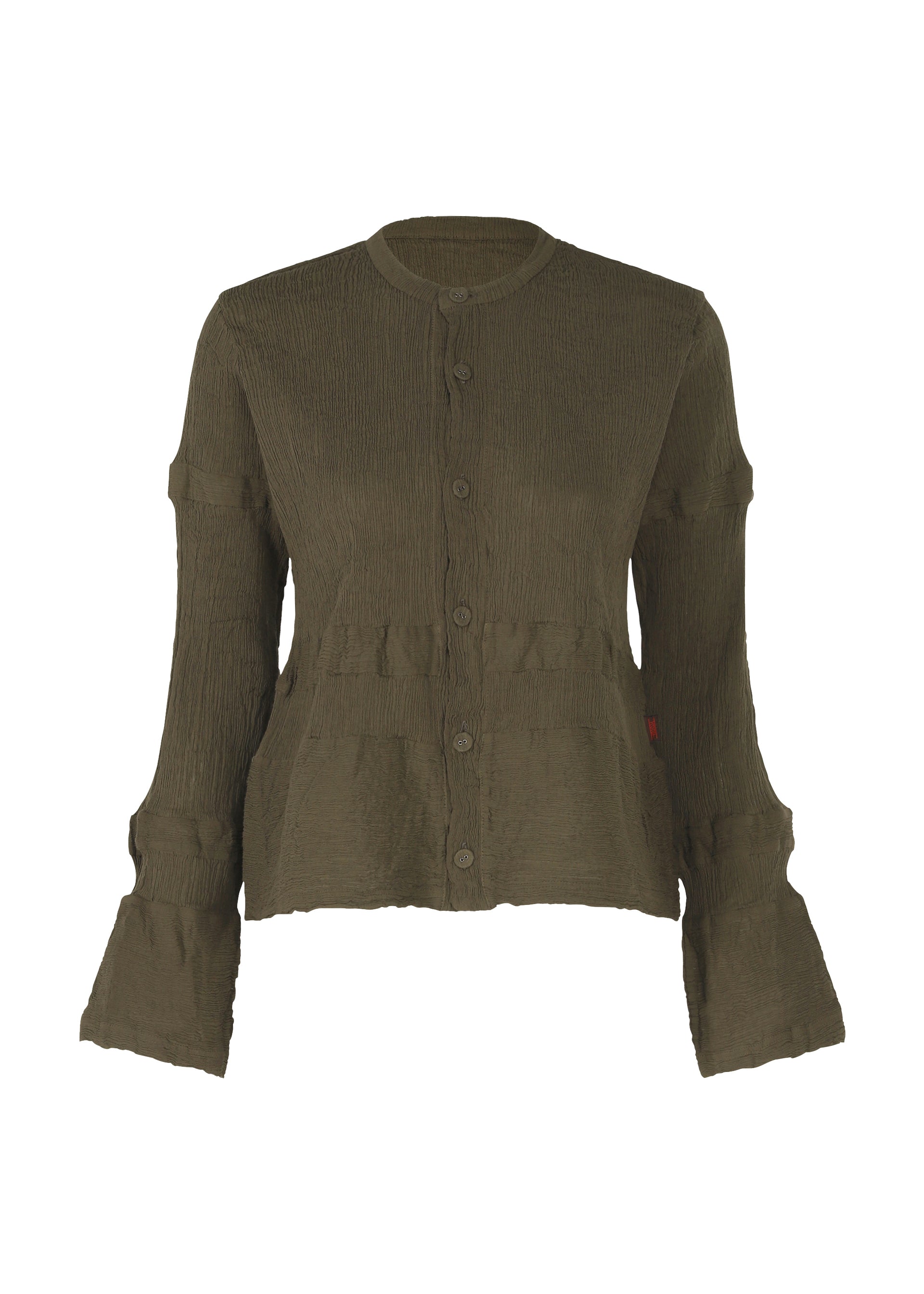Zoomed view KYO CHIJIMI HORIZONTAL STRIPE - KHAKI (no.65)