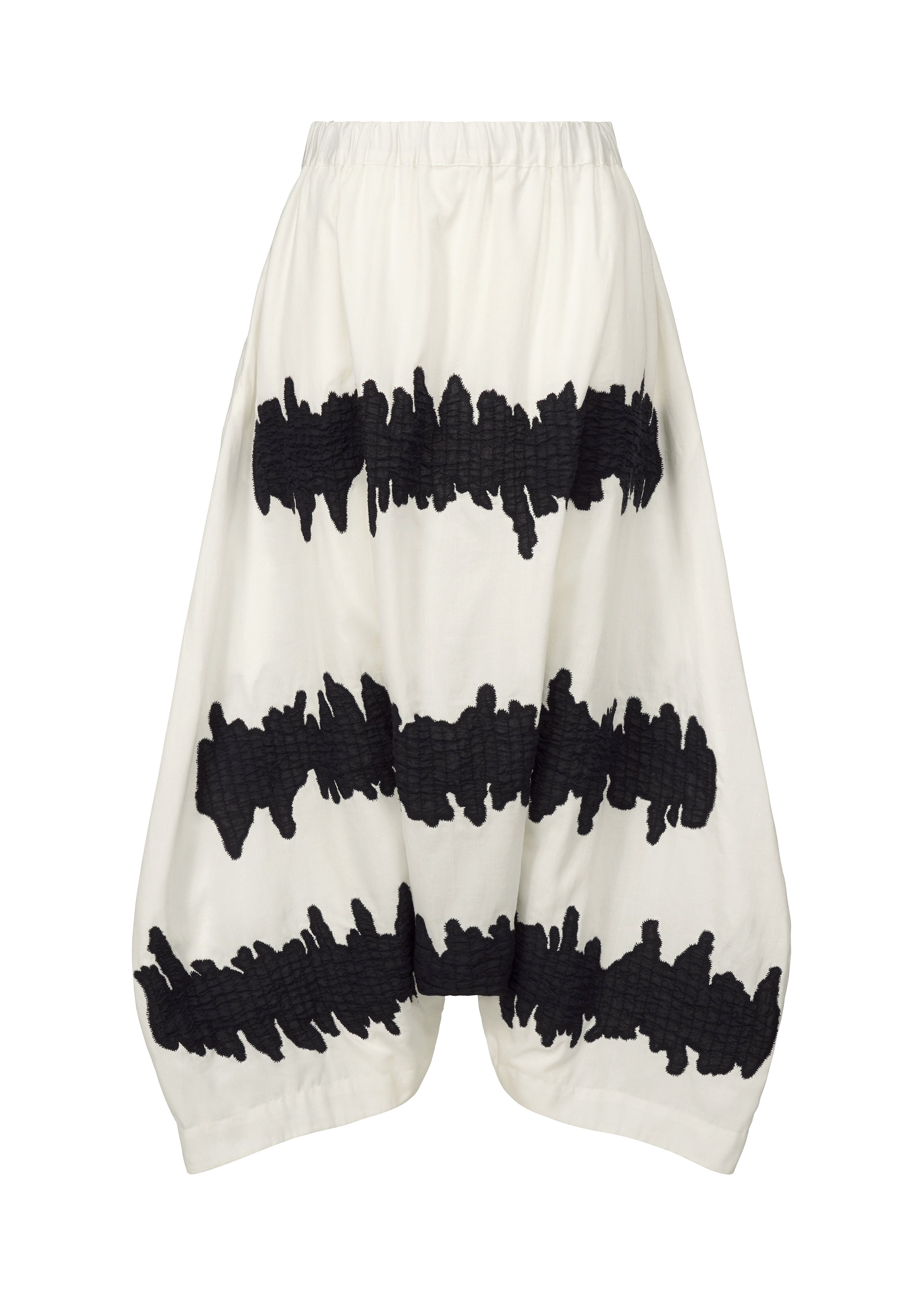 Zoomed view WAVY BORDER, Women's Pants, White - WHITExBLACK (no.05)