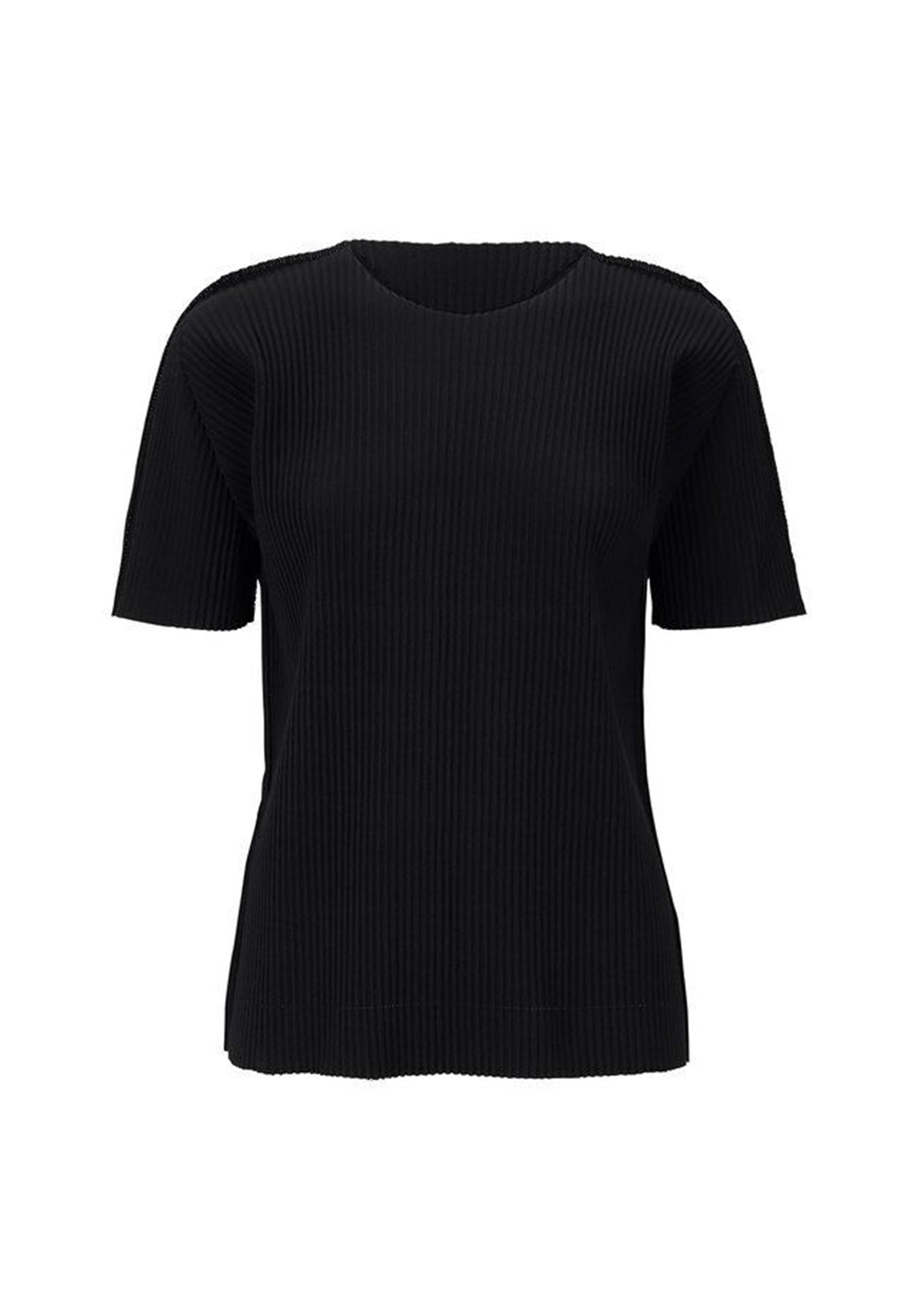Zoomed view FINE KNIT PLEATS BLACK TOP - BLACK (No.15)