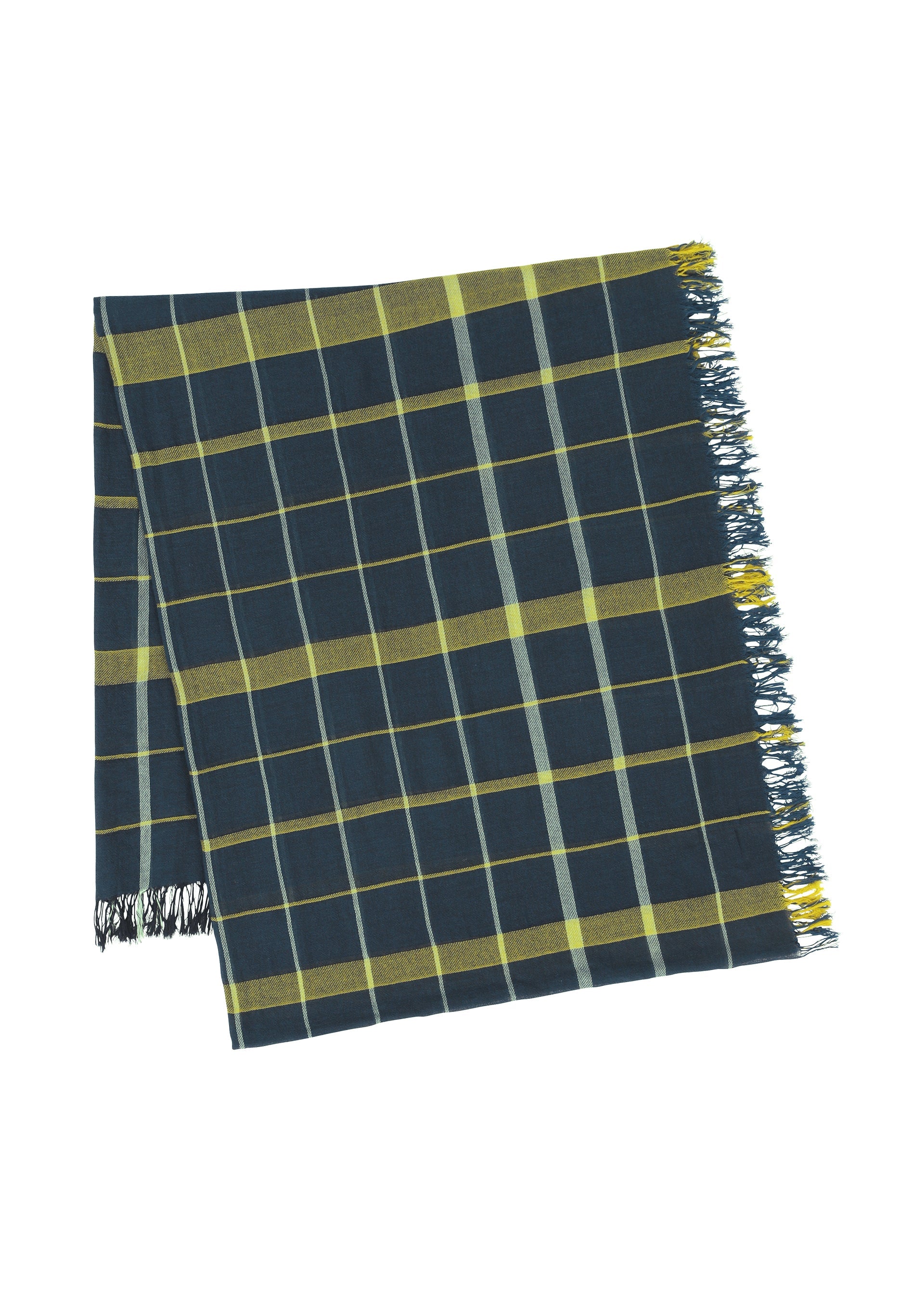 Zoomed view PLAID STOLE - NAVY(no.75)