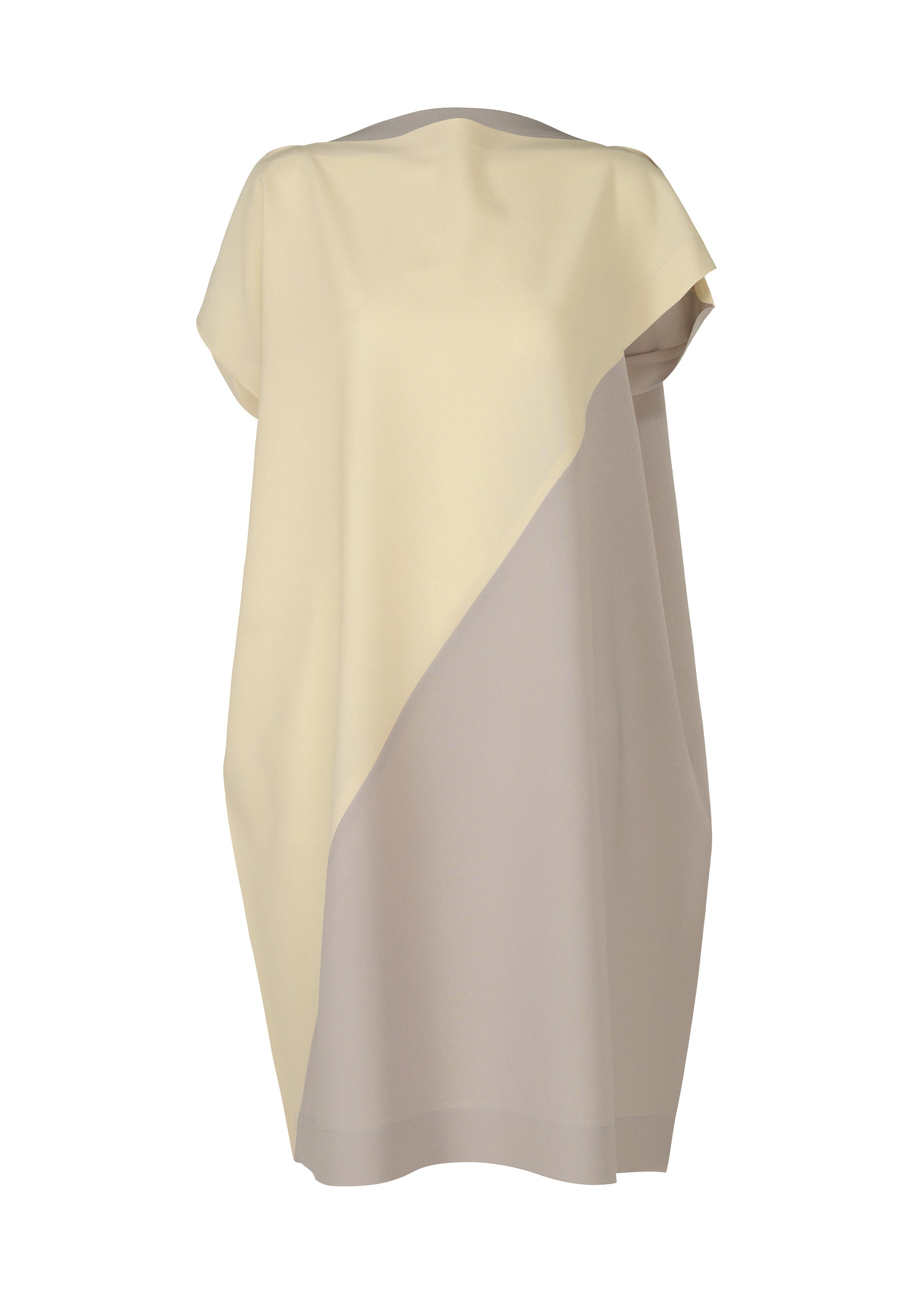 Zoomed view FLAT T BI COLOR, Women's Dress, White - CREAM x GREIGE(no.07)
