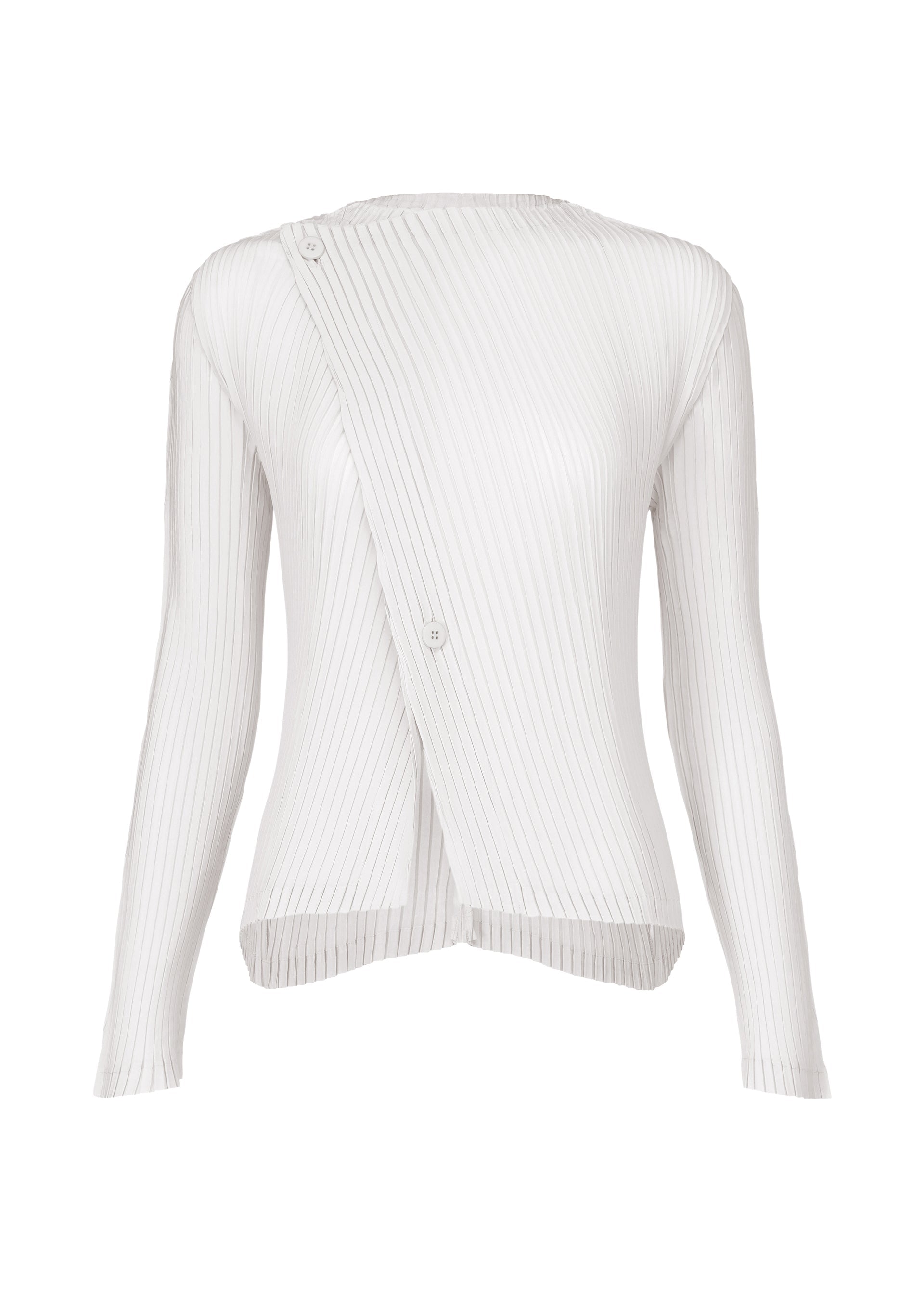SHADOW STUDY PLEATS SOLID, Women's Tops Cardigan, White