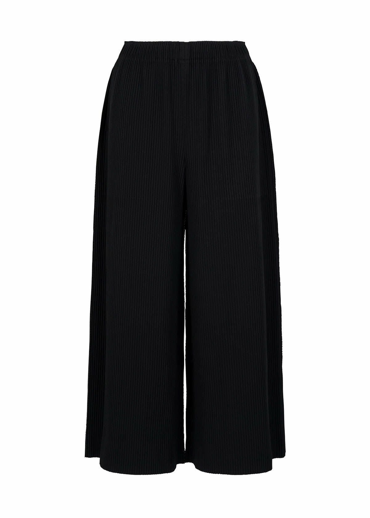 Zoomed view FINE KNIT PLEATS BLACK PANTS - BLACK (No.15)