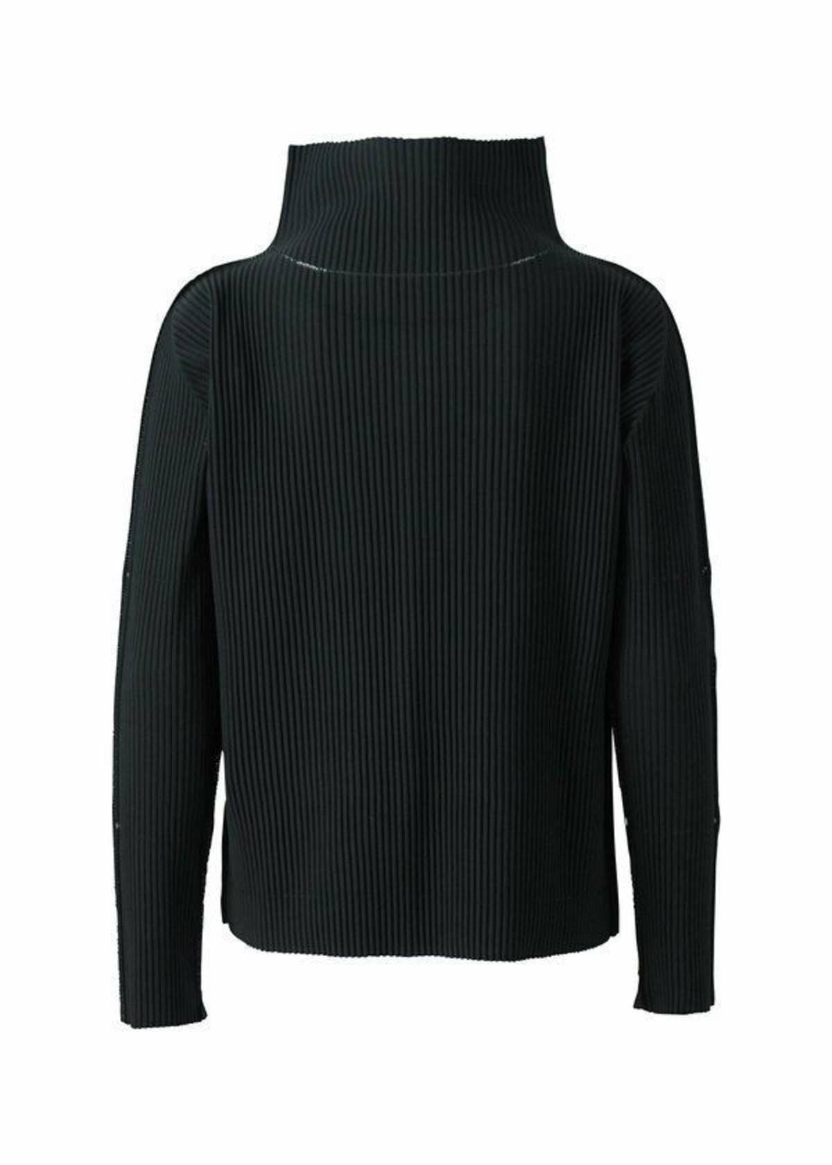 Zoomed view FINE KNIT PLEATS BLACK TOP