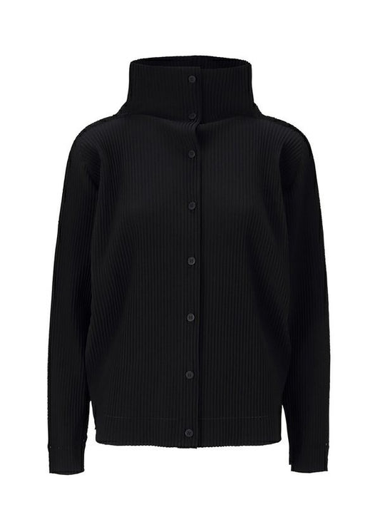 FINE KNIT PLEATS BLACK CARDIGAN view 1