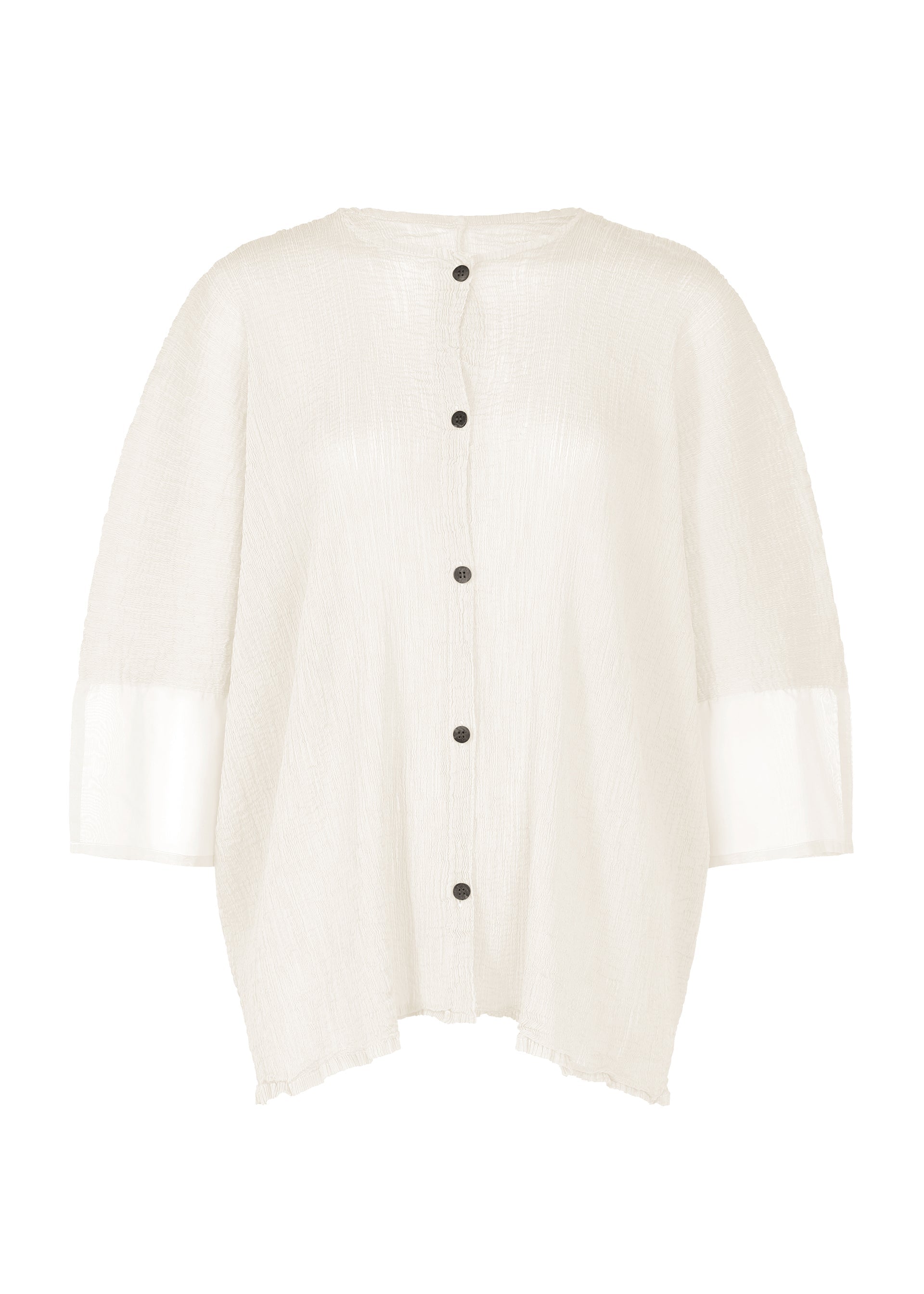 Zoomed view SHEER SEE-THROUGH CREPE, Women's Tops Cardigan, White - WHITE(no.01)