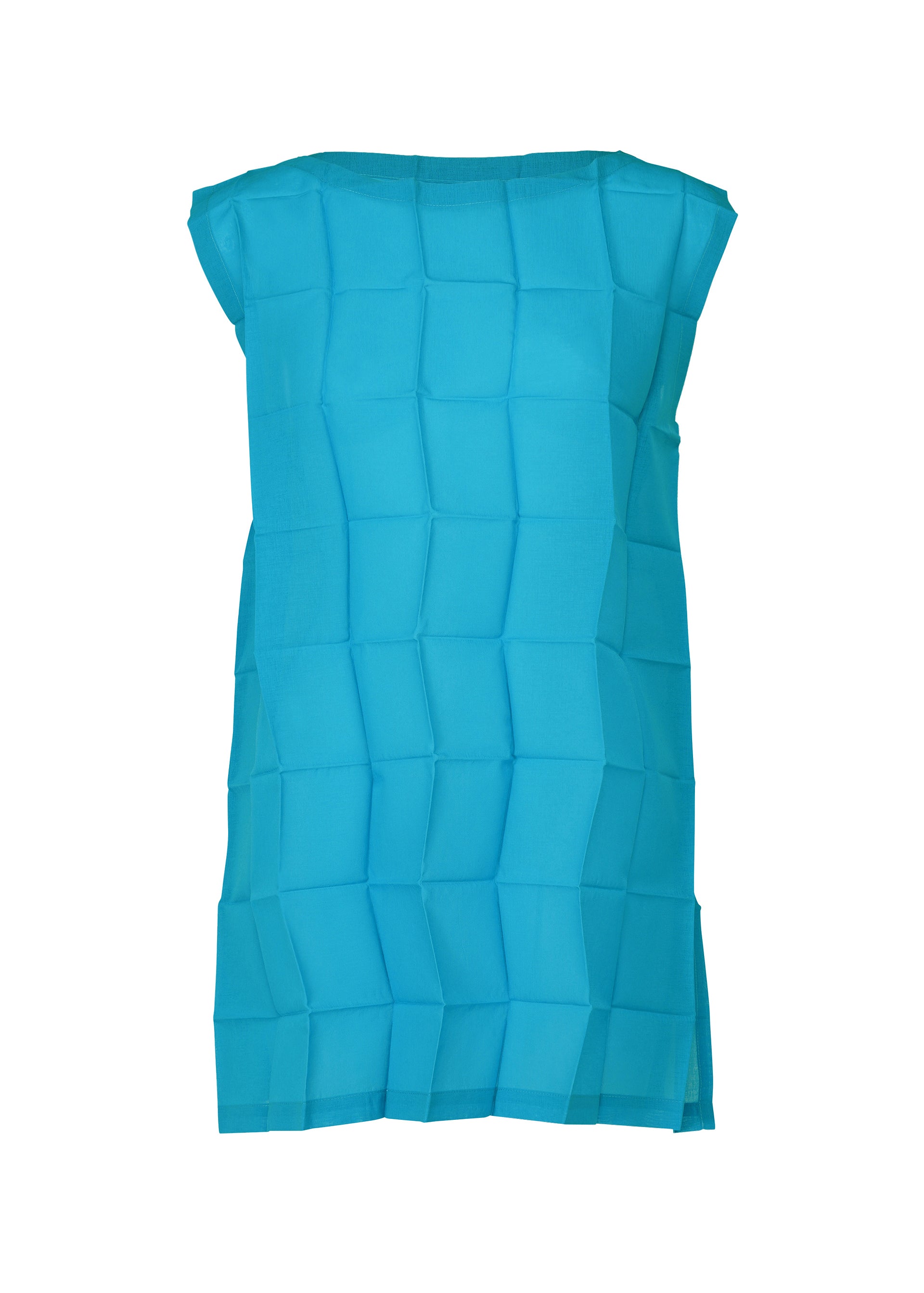 Zoomed view DICE PLEATS SHIRT - CYAN(no.71)