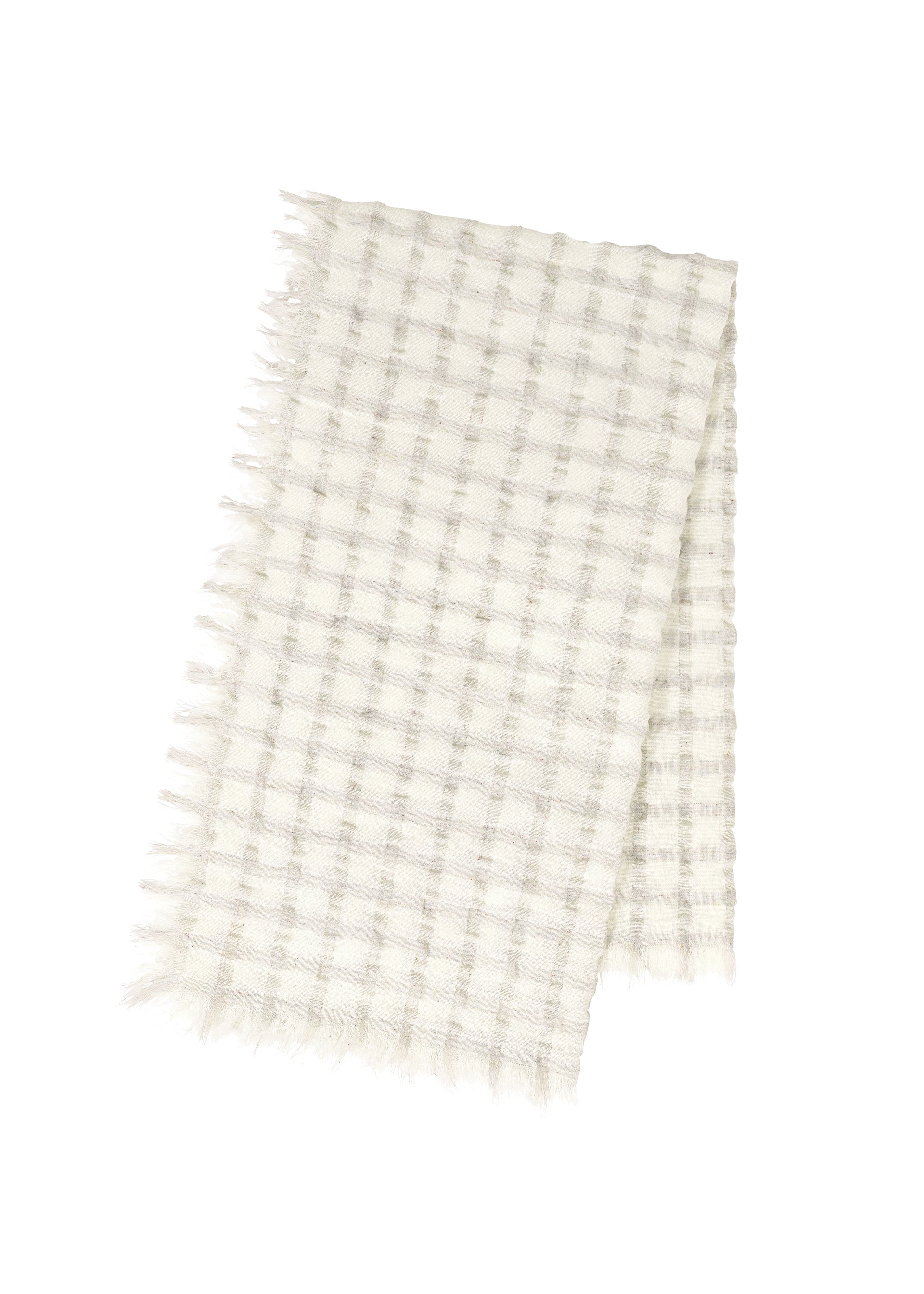 Zoomed view REmeTEX CHECK STOLE, Accessories & Others_Stole, Gray - LIGHT GRAY(no.11)