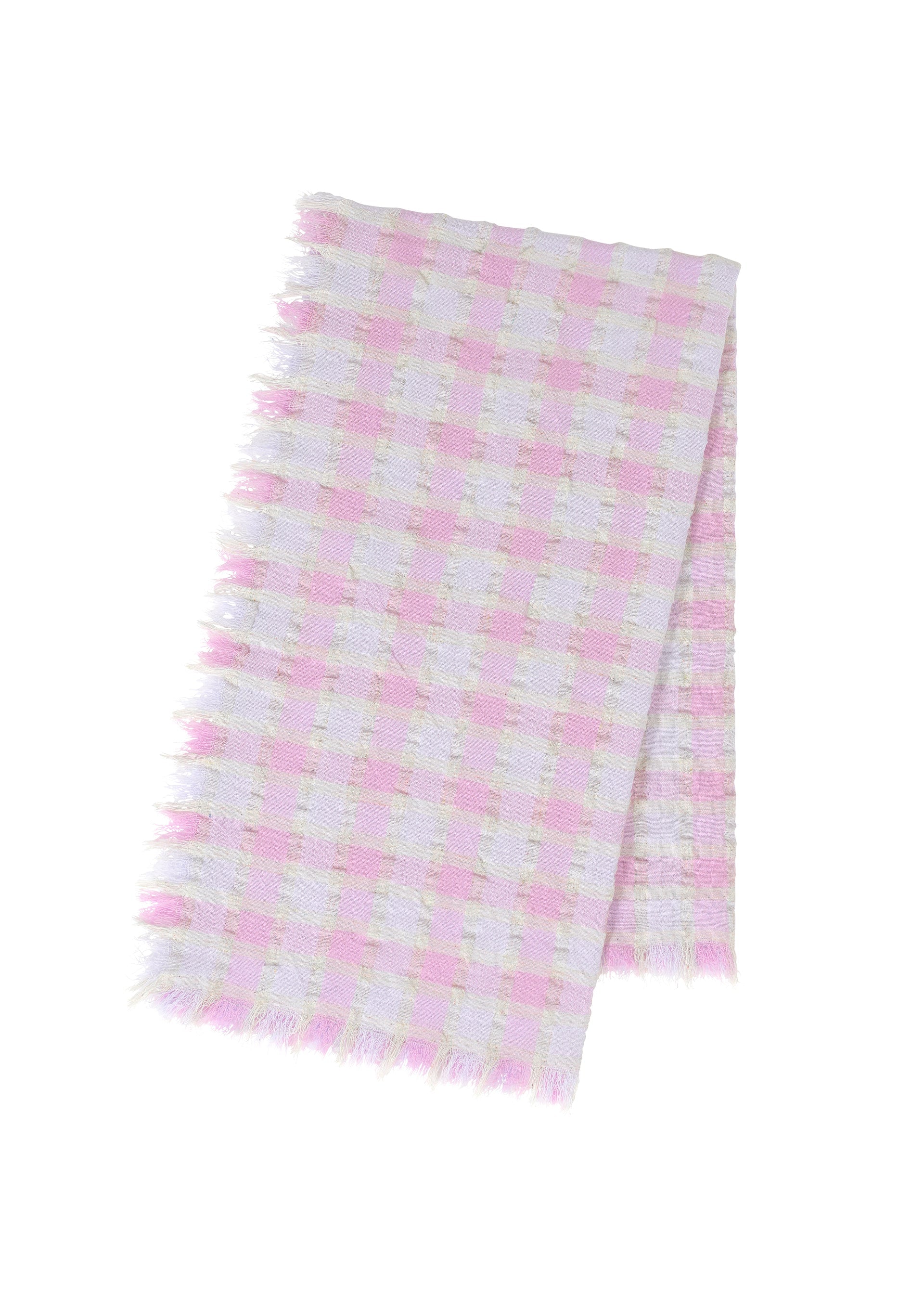Zoomed view REmeTEX CHECK STOLE - PINK(no.22)