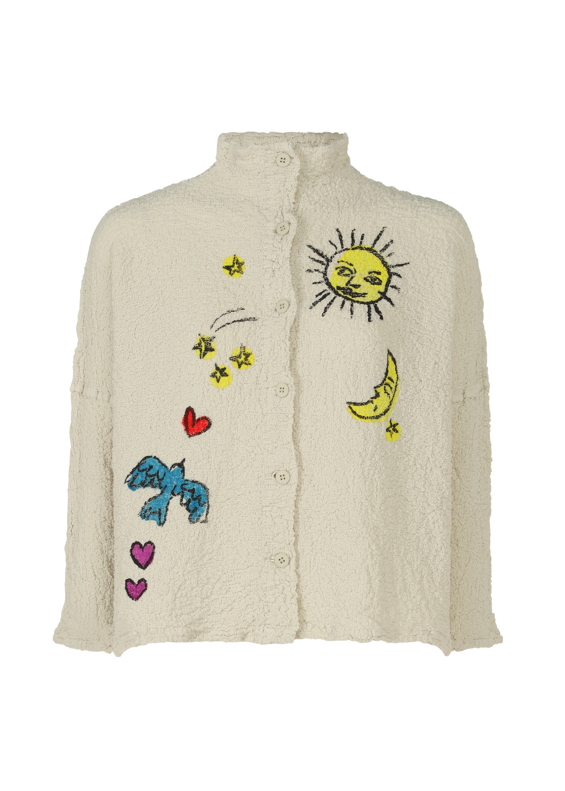 Zoomed view GOOD DAY EVERYDAY PRINT CAULIFLOWER, Women's Tops Cardigan, White - IVORY(no.03)
