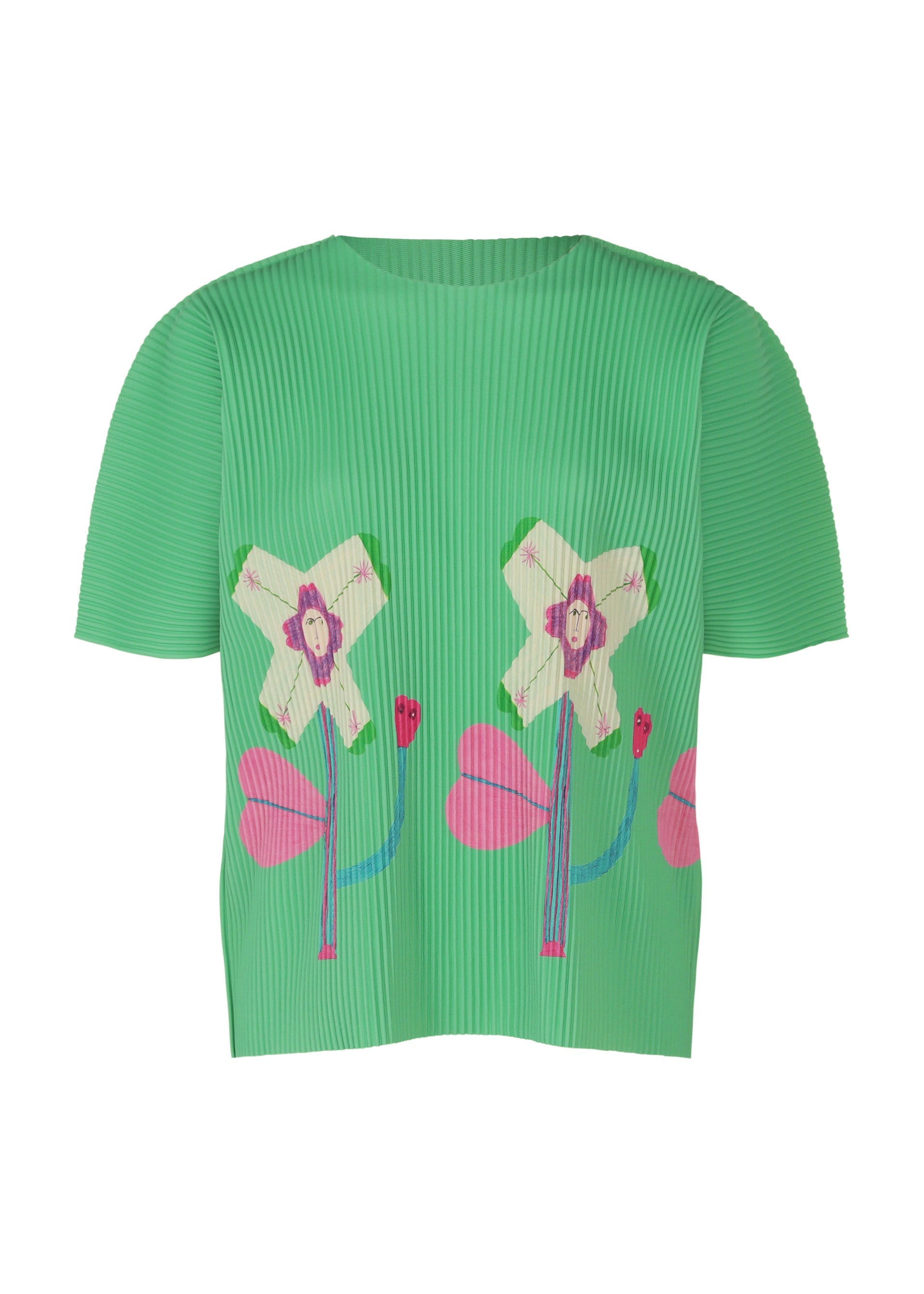 Zoomed view OHANA FINE KNIT PLEATS T - GREEN-HUED(no.68)