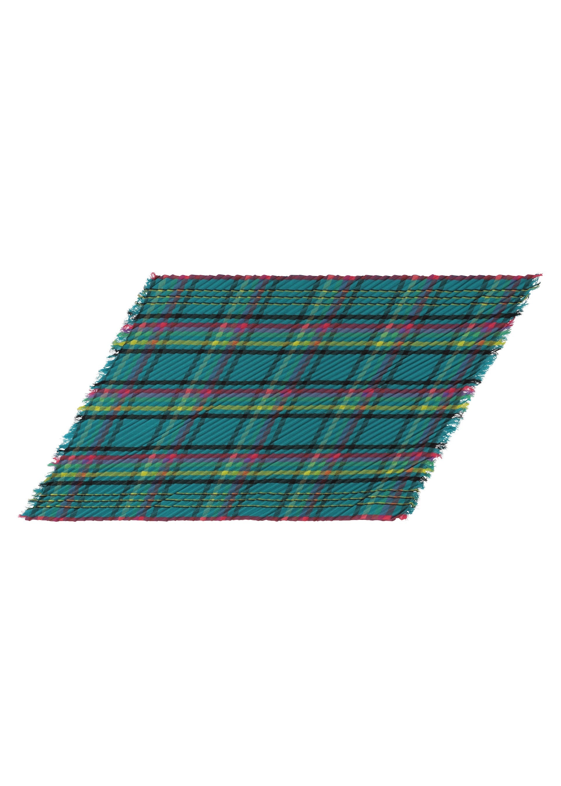 Zoomed view CHECK PLEATS STOLE - TURQUOISE-HUED (no.79)