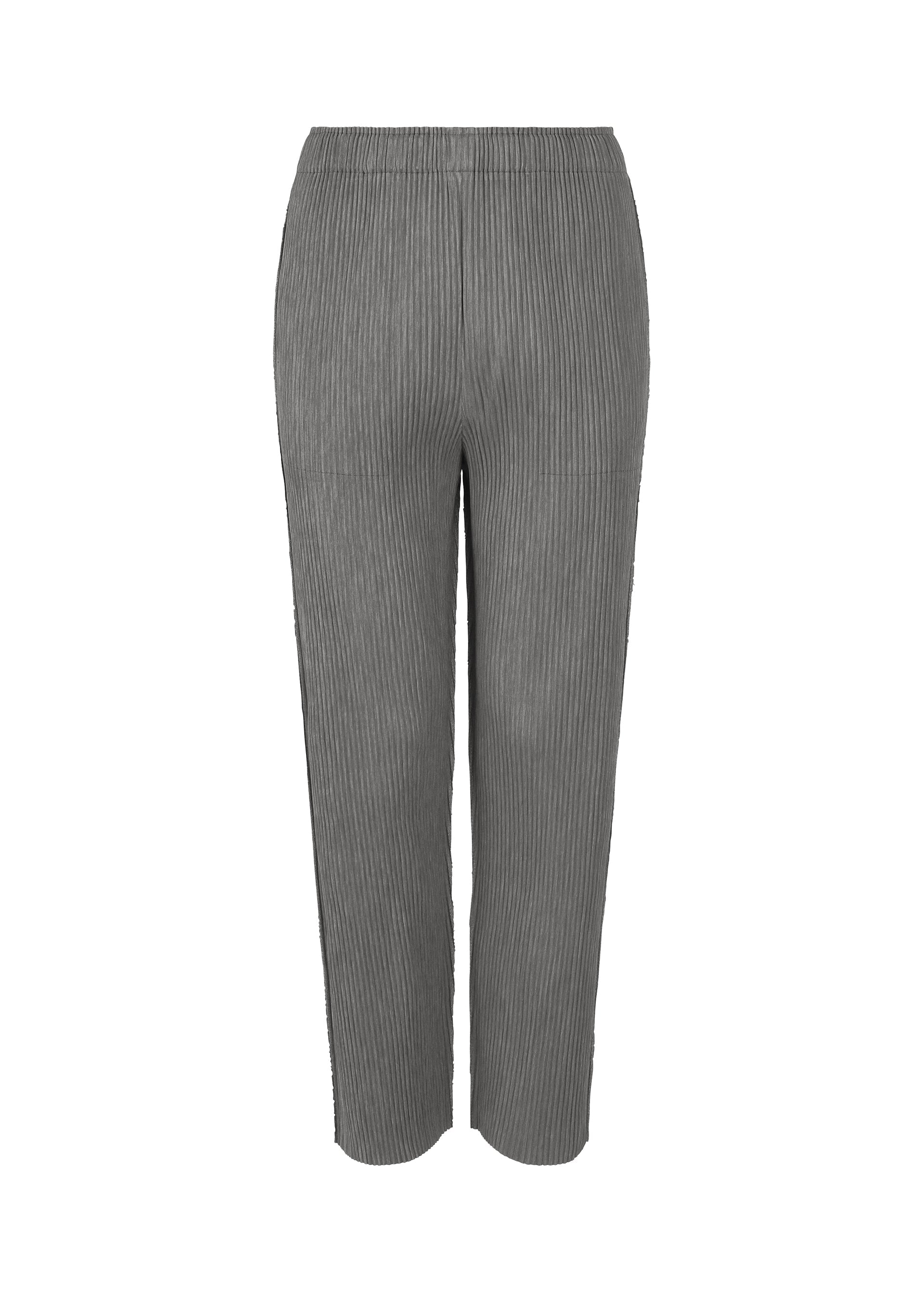 Zoomed view MIX FINE KNIT PLEATS BOTTOM, women's pants, grey - CHARCOAL (no.14)