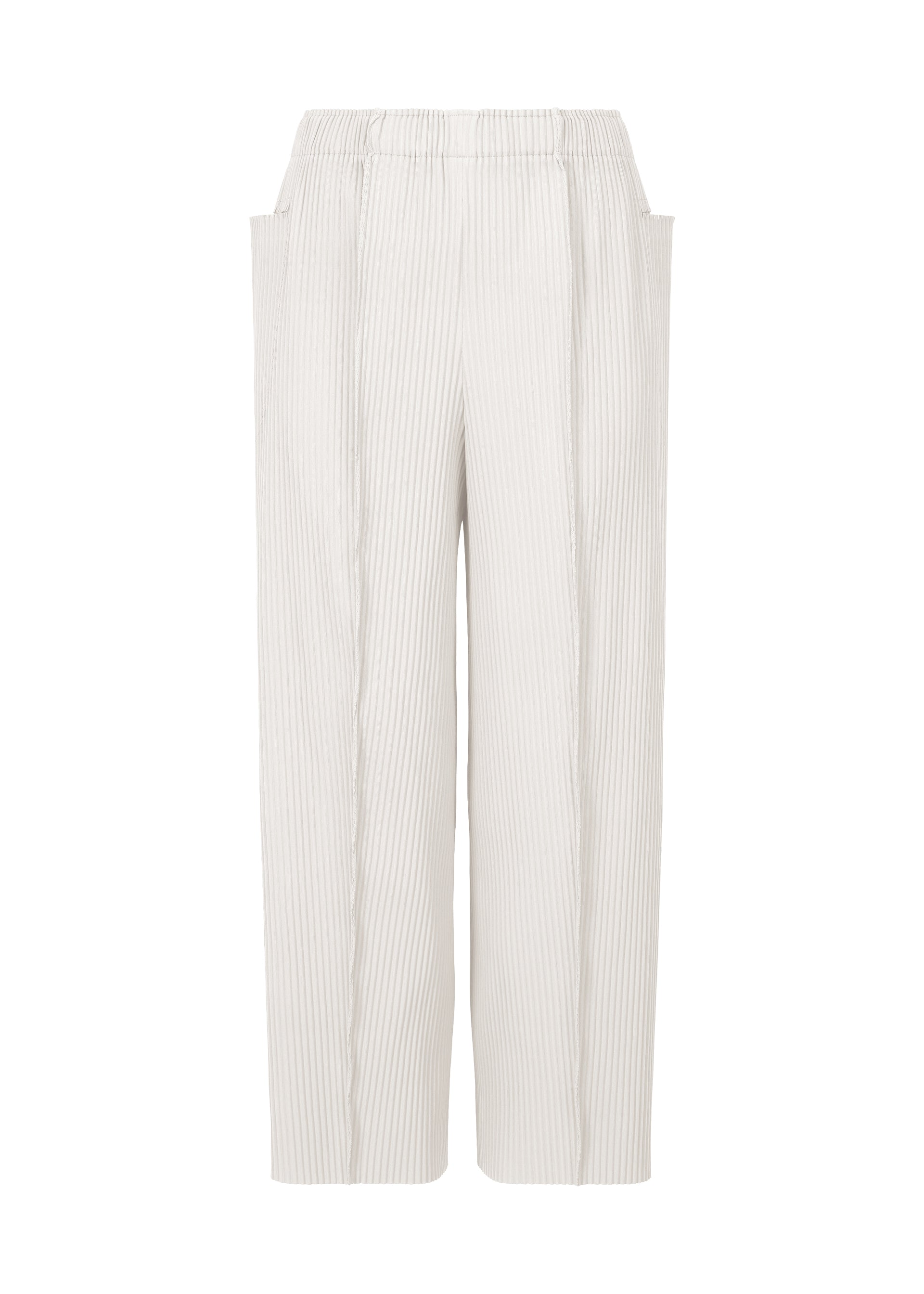 Zoomed view FINE KNIT PLEATS COLOR 1, Women's Pants, White - WHITE (no.01)