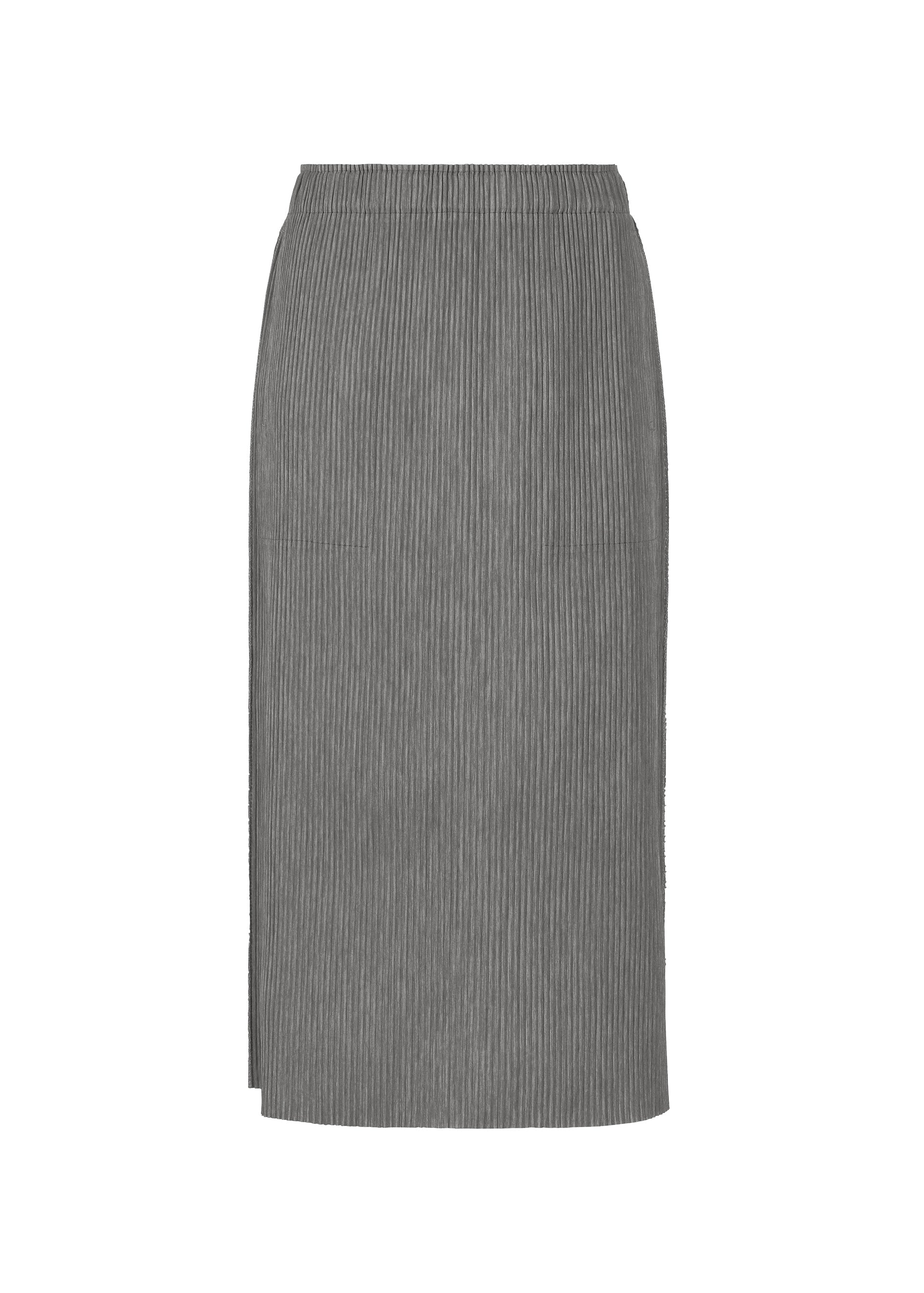 Zoomed view MIX FINE KNIT PLEATS BOTTOM, Women's Skirt, Grey - CHARCOAL (no.14)