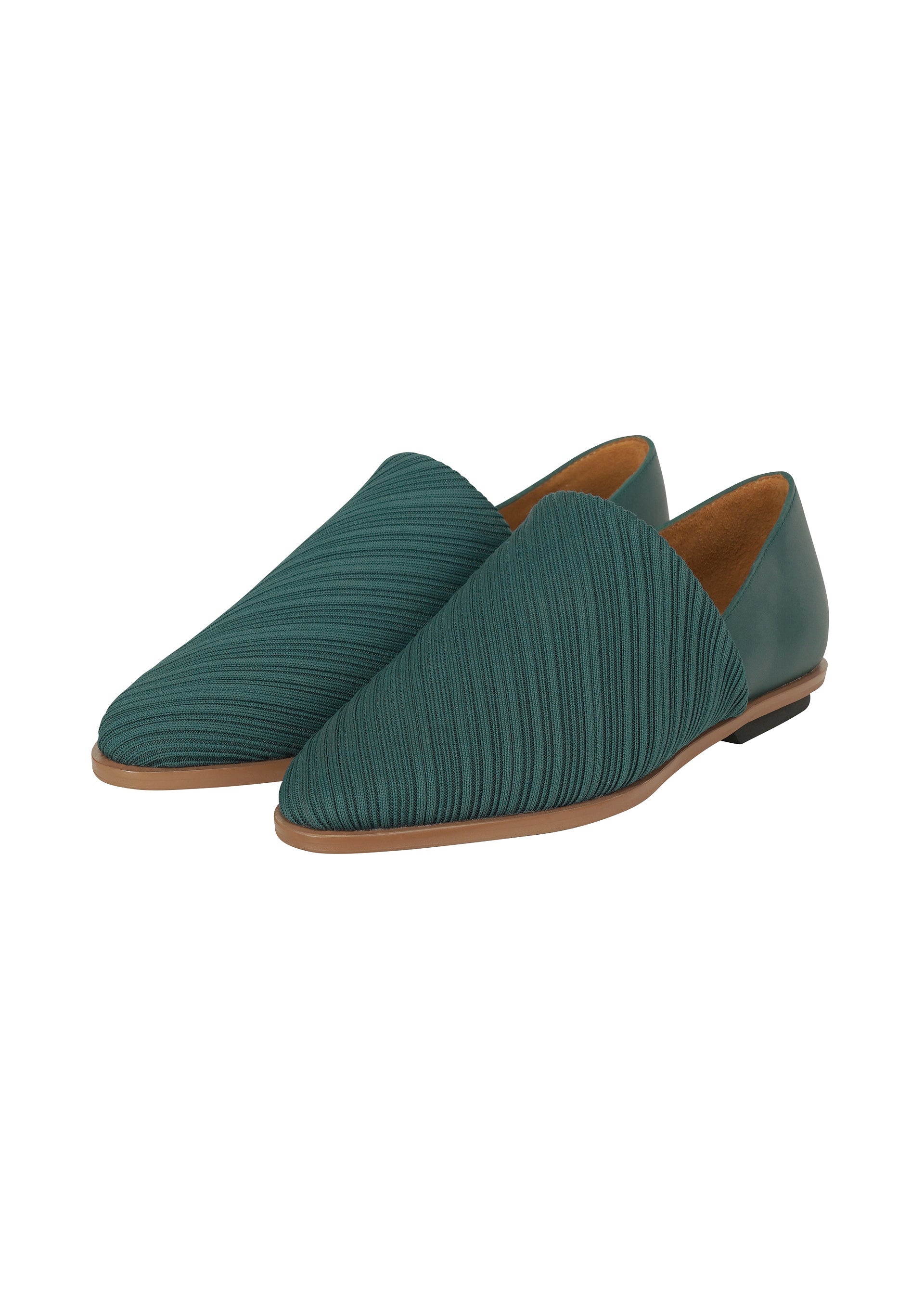 Zoomed view KNIT PLEATS SLIPON - BLUE GREEN(no.66)