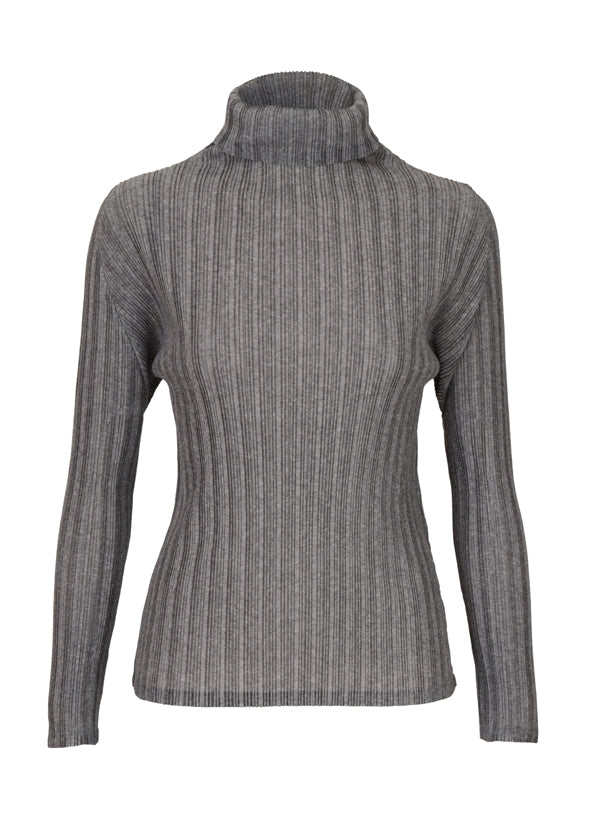 Zoomed view RIB PLEATS BASICS TOP - LIGHT GRAY  (no.16)