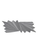 The TYPE-XIV Eugene Studio project 002 by A-POC ABLE ISSEY MIYAKE features a geometric, fan-like 3D form with sharp folds and metallic gray texture, echoing Eugene Studio’s “Light and Shadow Inside Me.”.