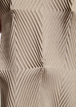 TYPE-O 007 by A-POC ABLE ISSEY MIYAKE features a textured beige surface with a geometric pattern of raised, intersecting diagonal lines, forming diamond and square shapes for a striking three-dimensional optical illusion.