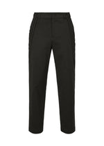 The TYPE-C 003 by A-POC ABLE ISSEY MIYAKE are black straight-leg cotton pants with an elastic waistband, side pockets, and a front button closure, shown against a white background for a comfortable fit. - BLACK （no.15）