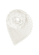 Introducing the TYPE-Ⅶ Kouzoshi project 002 by A-POC ABLE ISSEY MIYAKE—a white, geometric, spiraled sculpture handcrafted from delicate Tosa Washi paper. Its textured, honeycomb-like pattern forms a layered and dimensional teardrop shape. - WHITE-HUED （no.06）