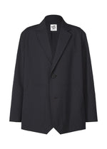 The TYPE-T 001-2 by A-POC ABLE ISSEY MIYAKE is a black, single-breasted textured jacket featuring a notched lapel, two front patch pockets, visible collar label, and a slightly relaxed fit with minimalistic design. - NAVY （no.75）