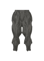 TYPE-O 010 by A-POC ABLE ISSEY MIYAKE: Gray pleated pants with a wavy, geometric texture in recycled polyester, elastic waistband, and side pockets, shown on a white background. - DARK GRAY （no.14）