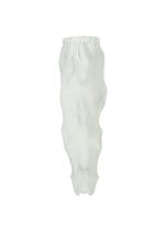 The TYPE-O 010 pants by A-POC ABLE ISSEY MIYAKE feature a white pleated design with wavy zigzag patterns and an elastic waistband, crafted from recycled polyester and showcased on a plain white background.