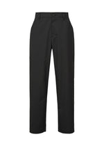 The TYPE-S 003 by A-POC ABLE ISSEY MIYAKE are black pinstripe dress pants with a button and zipper closure, belt loops, and side pockets, made from lightweight stretch fabric and shown against a white background. - BLACK （no.15）