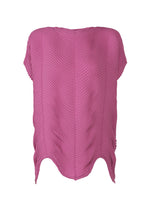 The TYPE-P 006 by A-POC ABLE ISSEY MIYAKE is a pink, strapless top in Baked Stretch fabric with a pleated texture and wavy asymmetrical hem—ideal for versatile everyday style. - FUCHSIA PINK （no.23）