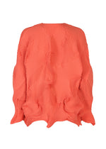 The TYPE-P 003-1 by A-POC ABLE ISSEY MIYAKE is a loose-fit, long-sleeve top in bright coral with Baked Stretch pleating for an all-over textured, sculptural, and dynamic wavy look.