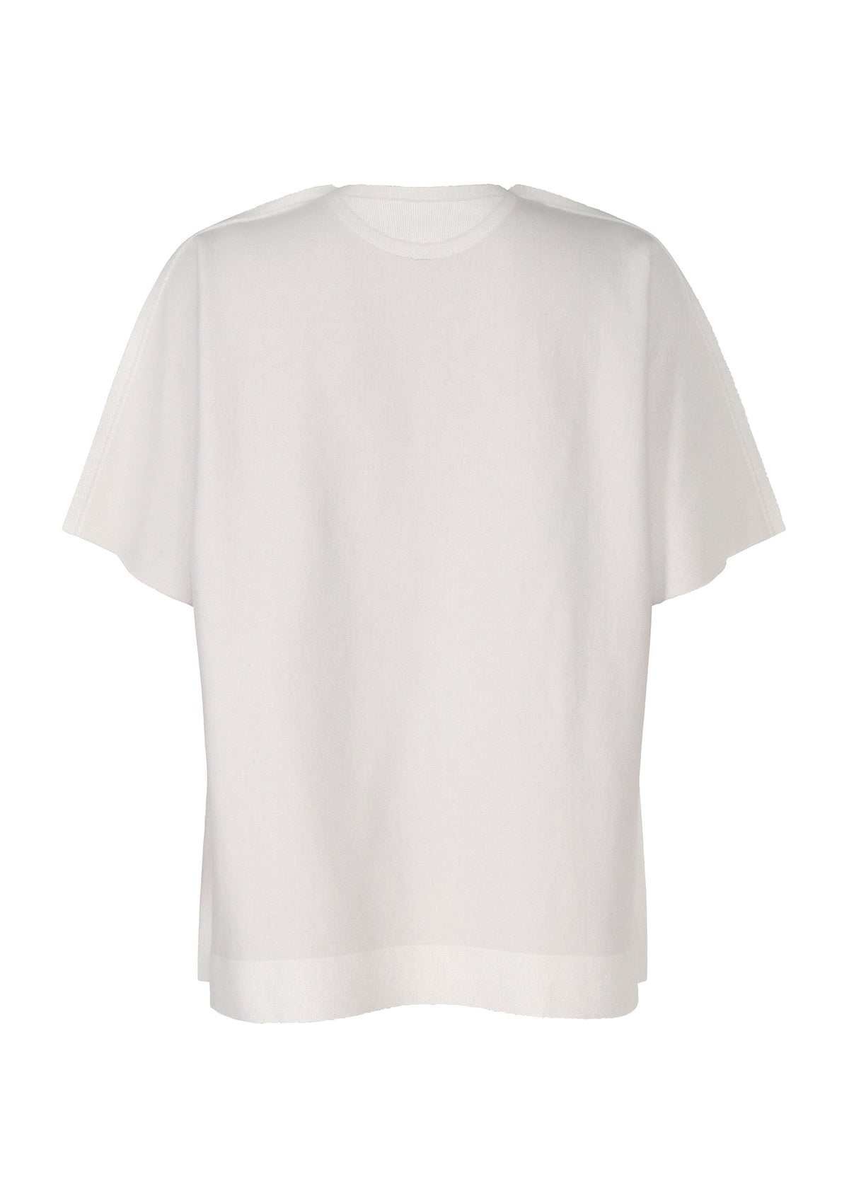 The TYPE-J 001 by A-POC ABLE ISSEY MIYAKE is a loose-fit, plain white short-sleeved top, shown against a white background. view 2 of 11