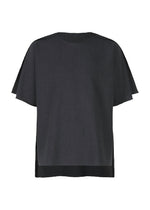 The TYPE-J 001 by A-POC ABLE ISSEY MIYAKE is a loose, boxy-fit black short-sleeved top, shown against a white background. - NAVY-HUED （no.79）