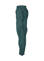 Discover the TYPE-P 003-1 pants by A-POC ABLE ISSEY MIYAKE, featuring a teal hue, high-waisted fit, and distinctive wavy Baked Stretch texture that creates a sculpted, three-dimensional look. These pleated pants taper at the ankle and offer an elastic waistband for versatile everyday style.
