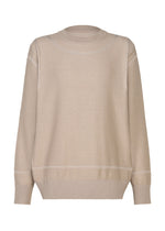 TYPE-K 010 by A-POC ABLE ISSEY MIYAKE: Beige long-sleeve crew-neck sweater with ribbed trims, crafted from unique textured yarn. Relaxed fit and minimal design shown on a white background. - BEIGE （no.41）