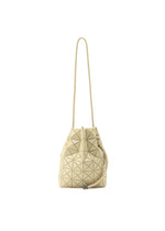 The WRING ONE-TONE by BAO BAO ISSEY MIYAKE is a beige geometric bucket bag with a drawstring closure, long strap, and modern triangular pattern for a chic, minimalist crossbody look. - YELLOW BEIGE （no.46）