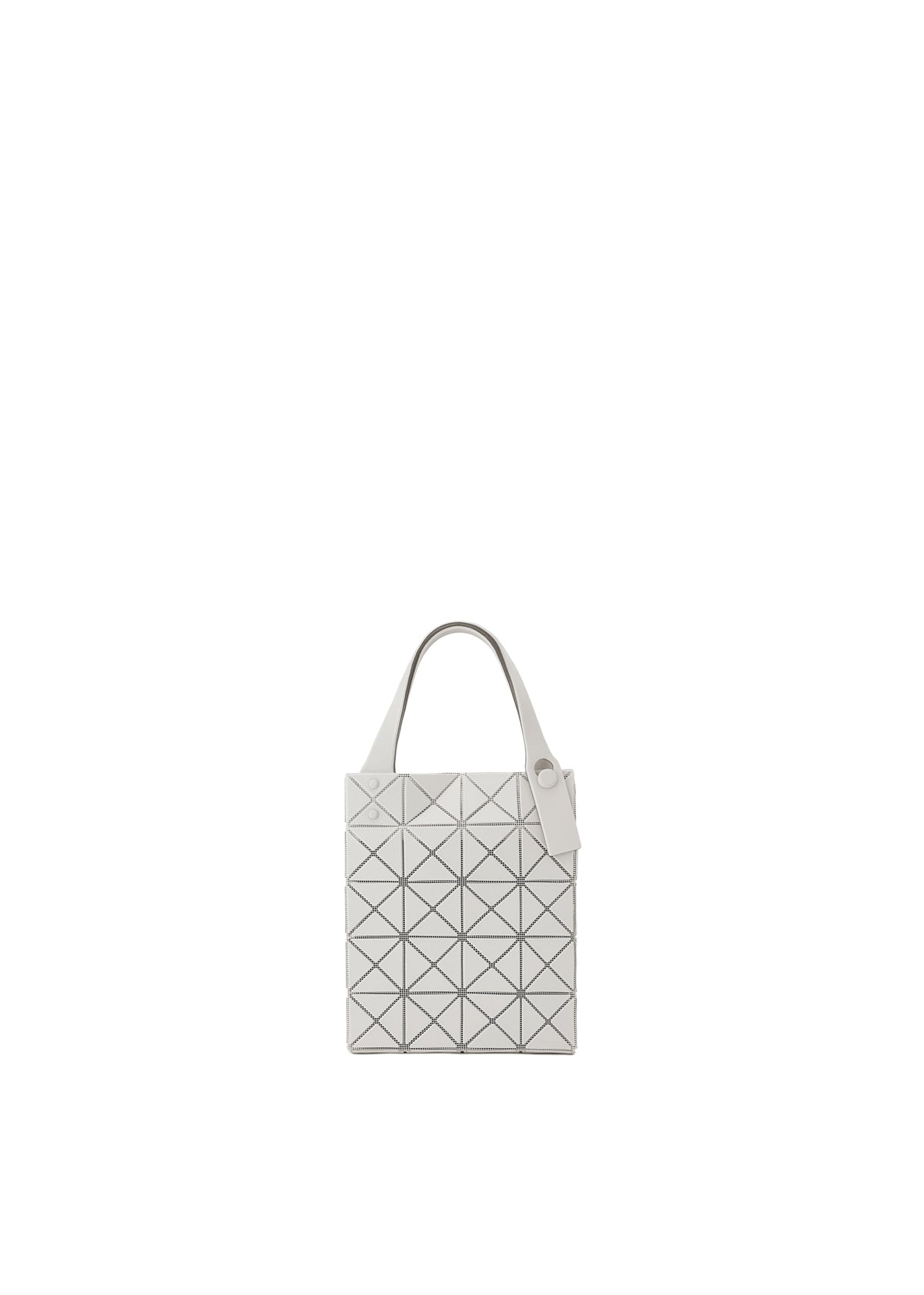 The BAO BAO ISSEY MIYAKE PRISM PLUS mini tote, featuring a small white geometric pattern and two handles, is displayed on a plain white background. view 2 of 10