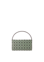 The BAO BAO ISSEY MIYAKE OBLONG is a minimalist rectangular handbag with a geometric triangle grid and a single curved handle, shown on a plain white background. - KHAKI （no.65）