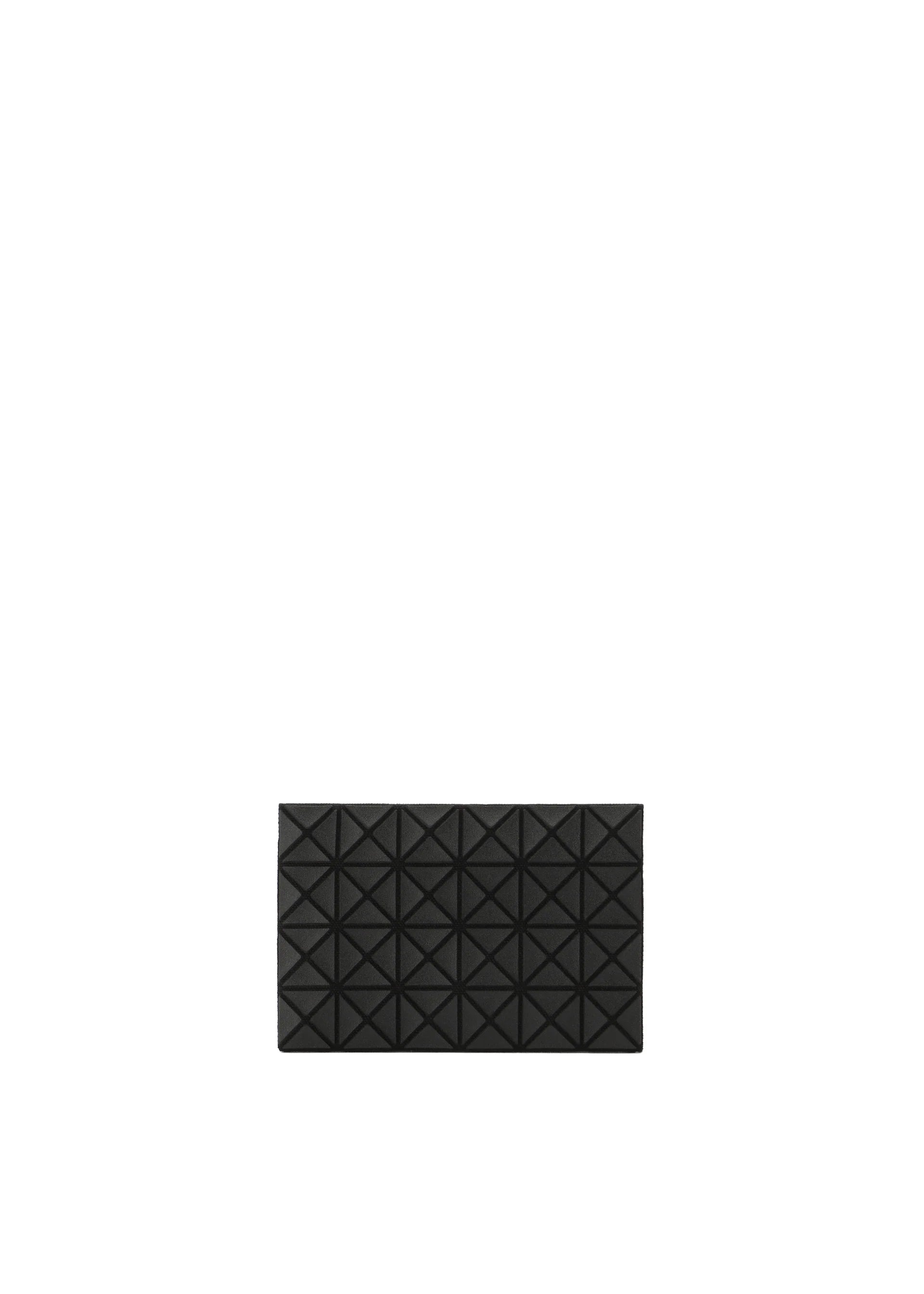 Zoomed view The OYSTER by BAO BAO ISSEY MIYAKE is a small black bi-fold wallet with a geometric pyramid-textured surface, shown centered on a plain white background.