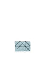 The TWINKLE card case by BAO BAO ISSEY MIYAKE is a small rectangular accessory with a light blue and black geometric triangular pattern and minimalist design, displayed on a plain white background. - AQUA HAZE （no.66）