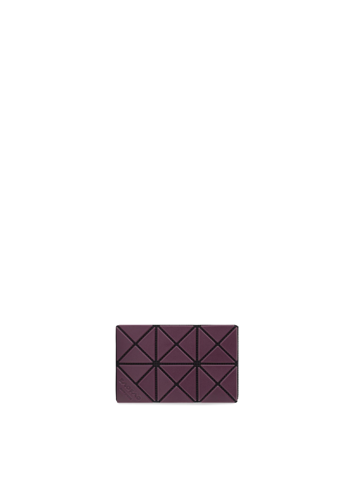 The TWINKLE by BAO BAO ISSEY MIYAKE is a small, dark purple rectangular card case with a geometric pyramid pattern—ideal for lovers of minimalist design. view 4 of 7