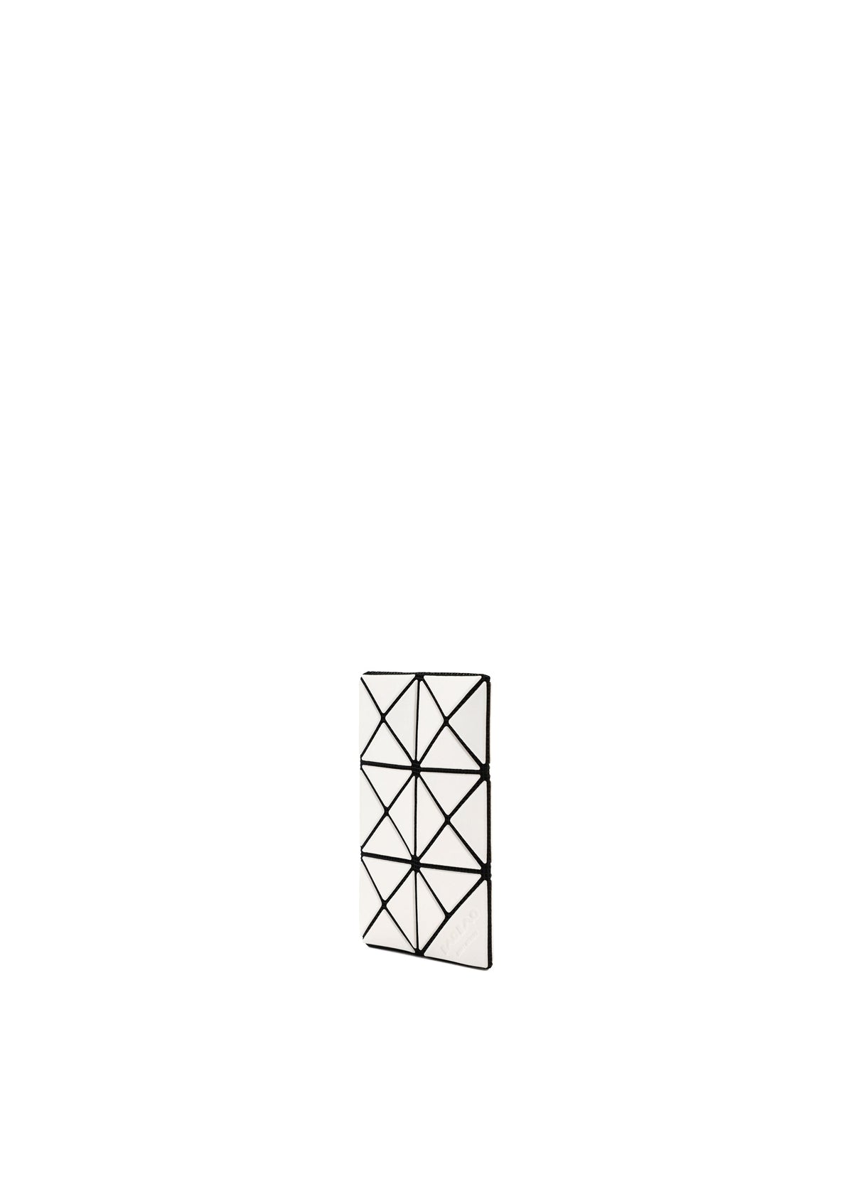 The TWINKLE clutch by BAO BAO ISSEY MIYAKE, a small white rectangle with minimalist geometric black lines, is centered on a plain white background. view 6 of 7