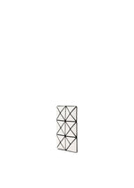 The TWINKLE clutch by BAO BAO ISSEY MIYAKE, a small white rectangle with minimalist geometric black lines, is centered on a plain white background.