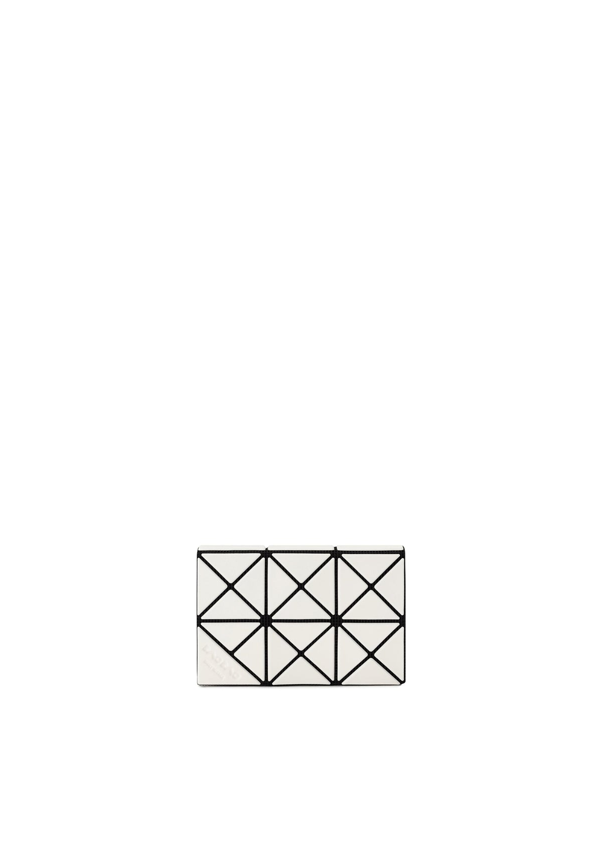 The TWINKLE by BAO BAO ISSEY MIYAKE is a small, white rectangular multi-purpose case featuring a geometric black line pattern, shown on a plain white background. view 1 of 6
