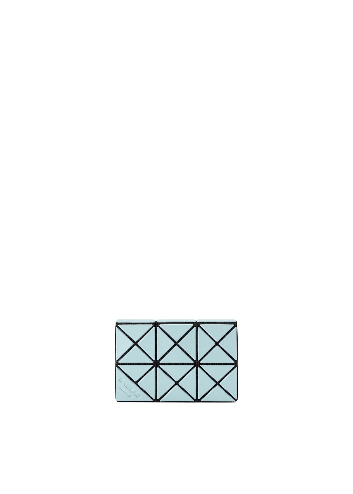Zoomed view The TWINKLE by BAO BAO ISSEY MIYAKE is a small rectangular light blue multi-purpose case with a geometric triangular pattern and black outlines on a white background. - AQUA HAZE （no.66）