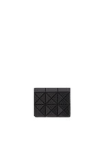 The BAO BAO ISSEY MIYAKE TWINKLE, a black bifold wallet with a geometric pyramid quilted pattern, is centered on a white background. - MATTE BLACK （no.16）