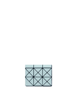 The TWINKLE by BAO BAO ISSEY MIYAKE is a small rectangular compact card holder with a geometric triangle pattern in light blue and black on a white background. - AQUA HAZE （no.66）